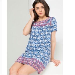 THML Blue Embroidered Shift Dress